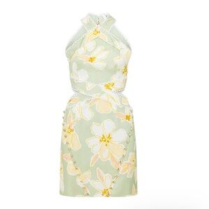 SABO ZACO Premier Mini Dress Intricate Cutout Halter Neck Details Size M